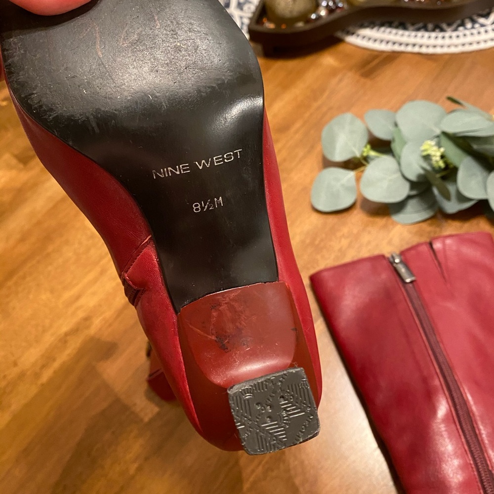 Nine West Red Leather Boot 8.5 - Picture 7 of 8